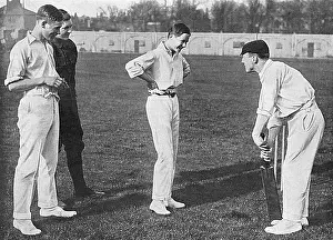 Wounded cricketer H.W. Lee instructing boys from Westminster