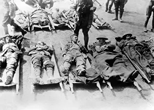 Stretchers: Wounded English soldiers
