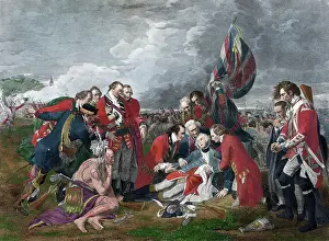 Quebec: A wounded General James Wolfe, surrounded by soldiers