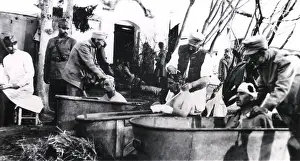 Bandaged: Wounded Romanian soldiers taking a bath, WW1