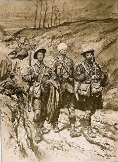 L Illustration: Wounded Scottish Officer led to Aid Post