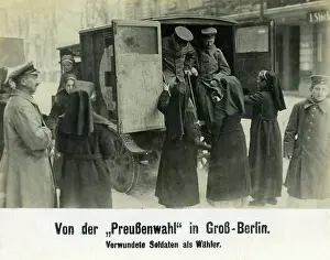 Nuns: Wounded soldiers go to vote, 1919