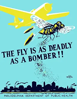 Midair: WPA propaganda poster of a bomber plane and