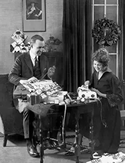 Parcels: Wrapping Christmas presents, 1926