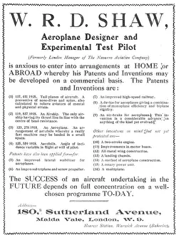 Misc: W.R.D.Shaw. Aeroplane Designer &