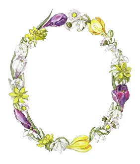 Crocuses: Wreath of Snowdrops and Crocuses