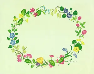 Crocuses: Wreath of Spring Flowers ? primroses, violets etc