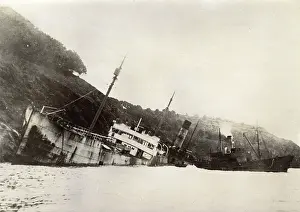 Kingswear: Wreck of the Broadmayne, ashore at Mill Bay Cove, Devon
