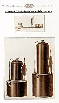 Wrench: Wrench acetylene jets and generator, magic lantern projector
