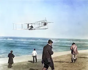 Cpc001: Wright Brothers Flying a Glider and Spectators