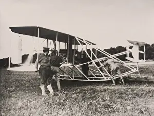 Lcgr1802: Wright Model A airplane on the field for Army