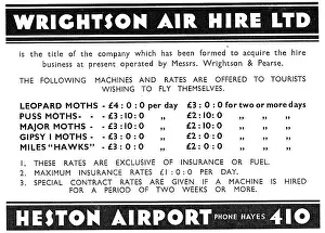 Wrightson: Wrightson Air Hire Heston Airport. Private Hire Rates