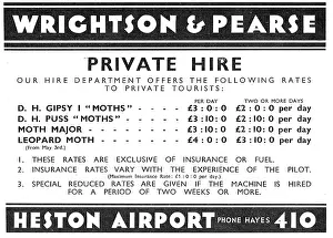 Wrightson: Wrightson & Pearse. Heston Airport. Private Hire Rates