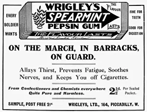 Wrigley: Wrigley's Spearmint gum advertisement, WW1