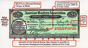 Bankers: Where to write on an American Traveller's Cheque