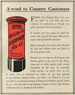 Harrods: Write to Harrods for it, 1909