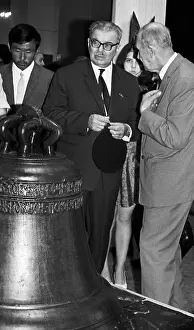 Attends: Writer Leonid Leonov at exhibition, 1969