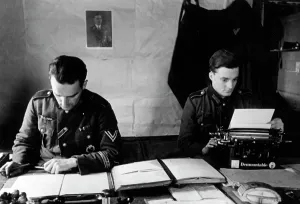 Typewriter: Writing room of a battalion command post on