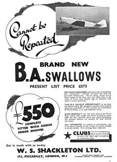 W.s.shackleton: W.S.Shackleton - Aircraft Sales: BA Swallows