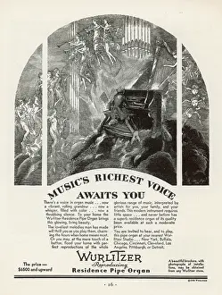 Melodies: Wurlitzer Pipe Organ Advertisement