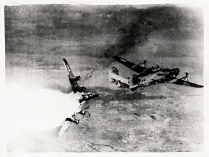 Gunnery: WW II Liberator bomber exploding Germany, 1944