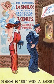 Suggestive: WW1 cartoon, I'm going to see with a sailor!