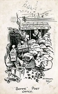 Mailbags: WW1 cartoon, Somme Post Office