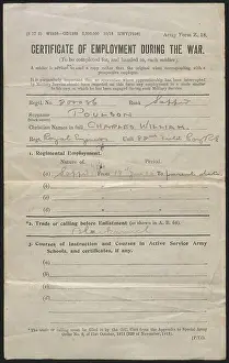 Blacksmith: WW1 - Certificate of Employment during the War