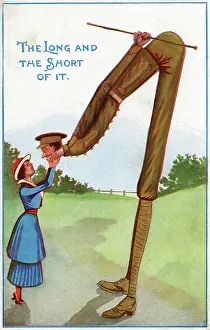 Remarkably: WW1 - Comic Postcard - The Long and the Short of it