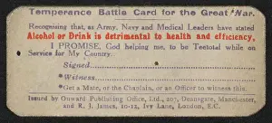 Abstinence: WW1 - Don't Ask Me To Take Drink, temperance card