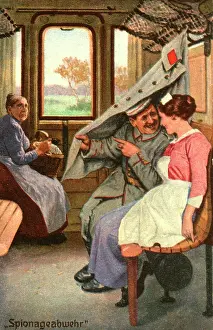 Disgruntled: WW1 - German Humorous Postcard - Counter-intelligence