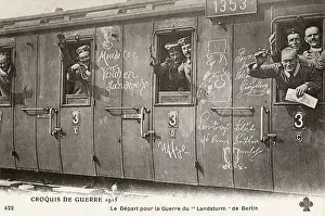 Chalked: WW1 - German soldiers on a train on their way to the front