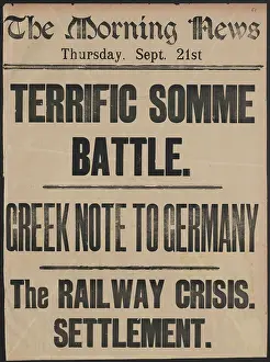 Thursday: WW1 Headlines - Terrific Somme Battle