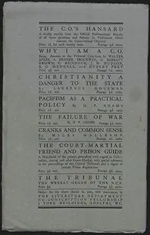 Gaol: WW1 - Why I Am a Conscientious Objector, back cover