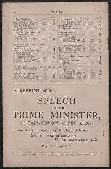 Carnarvon: WW1 - index and advertisement