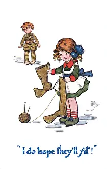Sock: WW1 knitting postcard