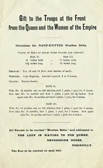 Knitters: WW1 knitting, woollen belts - gift to the troops from Queen