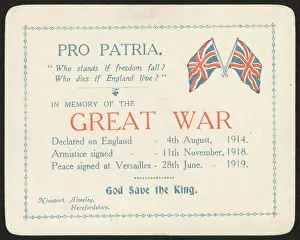 Patria: WW1 - In Memory of the Great War