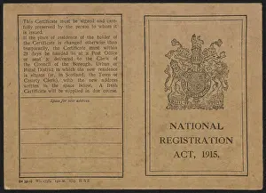 Certification: WW1 - National Registration Card, front and back covers