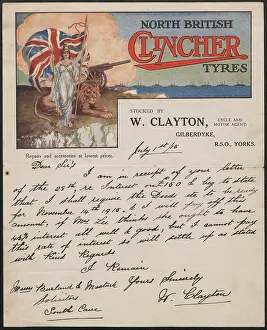 Letterhead: WW1 - North British Clincher Tyres, letterhead and letter