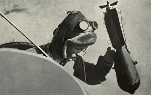 Lcgr1303: WW1 pilot dropping a handheld bombing from his
