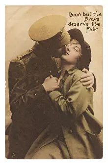 None: WW1 POSTCARD KISSING