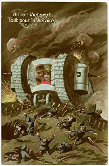 Overcoming: WW1 POSTCARD TANK 1917