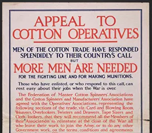 Needed: WW1 Poster - Appeal to cotton operatives