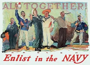 Persuasion: WW1 poster, Enlist in the Navy, All Together