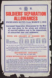 Rates: WW1 Poster - Soldiers Separation Allowances