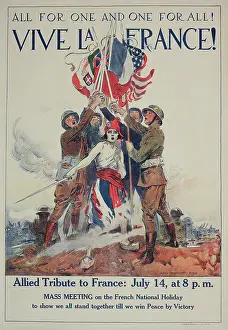WW1 poster, Vive la France! All for one and one for all!