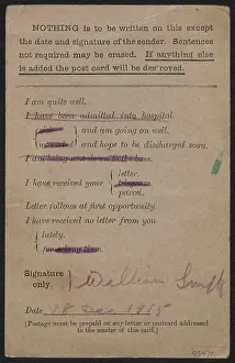 Options: WW1 - Pre-printed postcard for servicemen