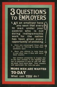 Employers: WW1 - Three Question to Employers
