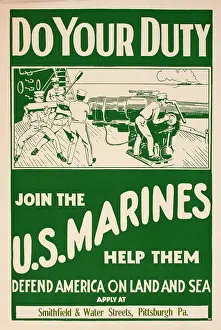 Recruiting: WW1 recruitment poster, Join the US Marines